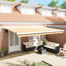 vidaXL Manuális Behúzható Napellenző Narancs és Fehér 500x300 cm kerti bútor