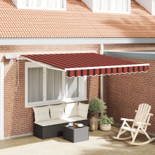vidaXL Manuális Behúzható Napernyő LED-del Narancs és Barna 300x250 cm kerti bútor