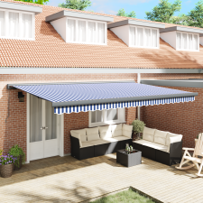 vidaXL Manuálisan behúzható napernyő kék és fehér 500x300 cm kerti bútor