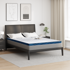 vidaXL Matracpárnák Fehér és kék 160 x 200 cm lakástextília