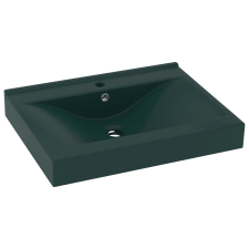 vidaXL matt sötétzöld kerámia luxus mosdókagyló csapfurattal 60x46 cm (147025) szaniter