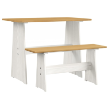 vidaXL mézbarna-fehér tömör fenyőfa étkezőasztal paddal kerti bútor