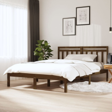 vidaXL mézbarna tömör fa ágykeret 120 x 190 cm (4FT Small Double) ágy és ágykellék