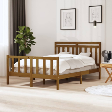 vidaXL mézbarna tömör fa ágykeret 140 x 190 cm ágy és ágykellék