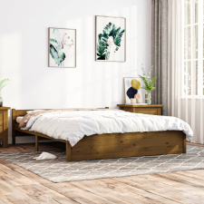 vidaXL mézbarna tömör fa ágykeret 150x200 cm (5FT King Size) ágy és ágykellék