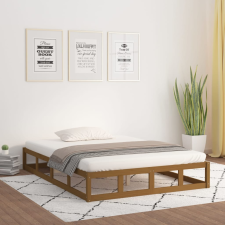 vidaXL mézbarna tömör fa ágykeret 150x200 cm (5FT King Size) ágy és ágykellék