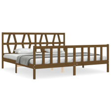 vidaXL mézbarna tömör fa ágykeret fejtámlával 200 x 200 cm (3192514) ágy és ágykellék