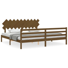 vidaXL mézbarna tömör fa ágykeret fejtámlával 200 x 200 cm (3195309) ágy és ágykellék