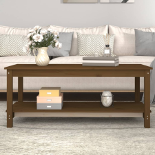 vidaXL mézbarna tömör fenyőfa dohányzóasztal 110 x 55 x 45 cm bútor