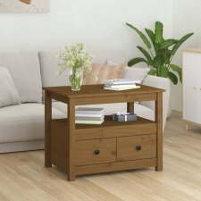vidaXL mézbarna tömör fenyőfa dohányzóasztal 71 x 49 x 55 cm bútor