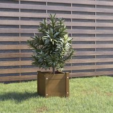 vidaXL Mézbarna tömör fenyőfa kerti virágtartó 31 x 31 x 31 cm kerti dekoráció