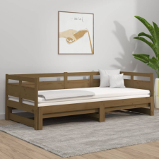 vidaXL mézbarna tömör fenyőfa kihúzható kanapéágy 2 x (90 x 200) cm ágy és ágykellék