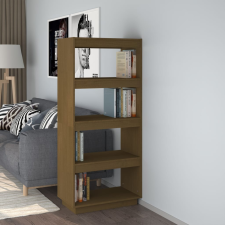 vidaXL mézbarna tömör fenyőfa könyvszekrény/térelválasztó 60x35x135cm bútor