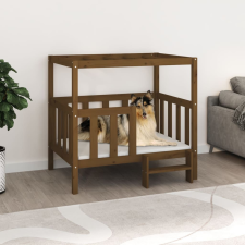 vidaXL mézbarna tömör fenyőfa kutyaágy 105,5x83,5x100 cm szállítóbox, fekhely kutyáknak