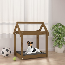 vidaXL Mézbarna tömör fenyőfa kutyaágy 61x50x70 cm szállítóbox, fekhely kutyáknak