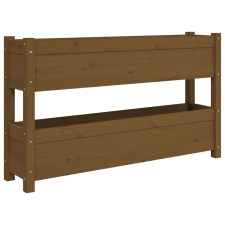 vidaXL mézbarna tömör fenyőfa növénytartó 112x25x66 cm (823930) kerti tárolás