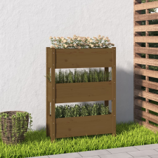 vidaXL mézbarna tömör fenyőfa növénytartó 77x25x104,5 cm kerti dekoráció