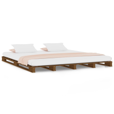 vidaXL mézbarna tömör fenyőfa raklapágy 140 x 190 cm (821440) ágy és ágykellék