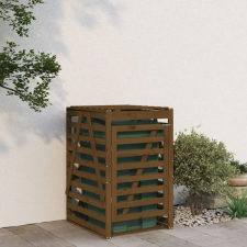 vidaXL mézbarna tömör fenyőfa szemeteskuka tároló 84x90x128,5 cm kerti tárolás