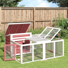 vidaXL mokkabarna tömör fenyőfa nyúlketrec 144 x 123 x 67,5 cm ketrec, szállítóbox rágcsálóknak