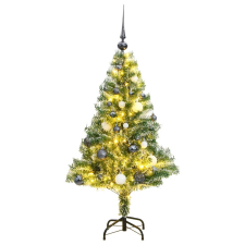 vidaXL műkarácsonyfa 150 LED-del, gömbszettel és hópehellyel 120 cm műfenyő