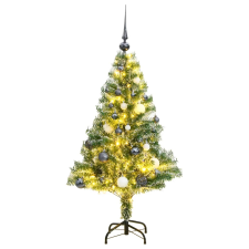 vidaXL Műkarácsonyfa 150 led-del, gömbszettel és hópehellyel 150 cm műfenyő