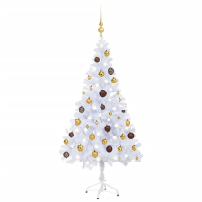 vidaXL műkarácsonyfa 230 ággal LED fényekkel és gömbökkel 120 cm (3077492) műfenyő