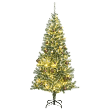 vidaXL műkarácsonyfa 300 LED-del, gömbszettel és hópehellyel 180 cm (3210125) műfenyő