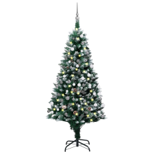 vidaXL műkarácsonyfa LED-del / gömbszettel / tobozzal 150 cm (3077702) műfenyő
