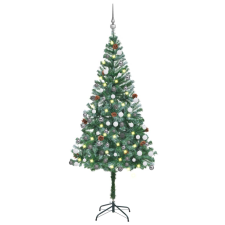 vidaXL műkarácsonyfa LED-del / gömbszettel / tobozzal 180 cm (3077700) műfenyő