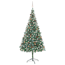 vidaXL műkarácsonyfa LED-del / gömbszettel / tobozzal 210 cm (3077615) műfenyő