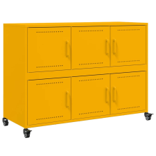 vidaXL mustársárga hideghengerelt acél tálalószekrény 100,5x39x72 cm (846743) bútor