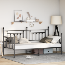 vidaXL Napágykeret Fekete 90x200 cm Acél ágy és ágykellék
