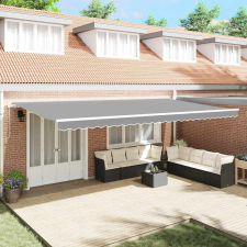 vidaXL Napernyő Kézi Fehér 6 × 3,5 m Fém kerti bútor