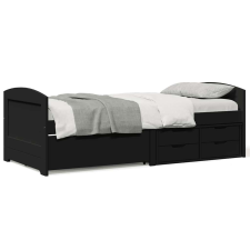 vidaXL Napozóágy 5 fiókkal matrac nélkül IRUN Fekete 90x200 cm ágy és ágykellék