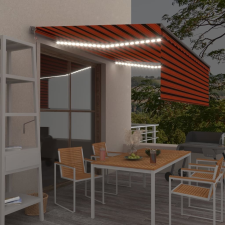 vidaXL narancs-barna szélérzékelős, LED-es napellenző redőnnyel 4x3 m kerti bútor