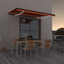 vidaXL narancs és barna kézzel kihúzható LED-es napellenző 400x350 cm kerti bútor