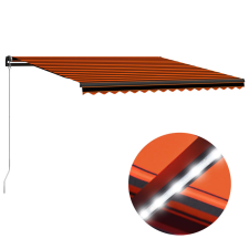 vidaXL narancs és barna kézzel kihúzható LED-es napellenző 450x300 cm kerti bútor