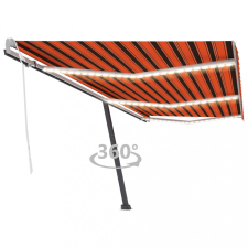 vidaXL narancs és barna kézzel kihúzható LED-es napellenző 600x300 cm kerti bútor