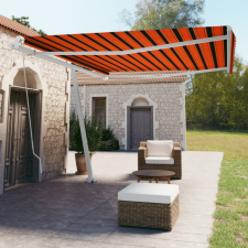 vidaXL narancssárga-barna kézzel kihúzható póznás napellenző 450x350cm kerti bútor