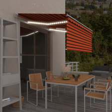 vidaXL narancssárga-barna manuális LED-es napellenző redőnnyel 3x2,5 m kerti bútor