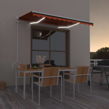 vidaXL narancssárga-barna szélérzékelős és LED-es napellenző 300x250cm kerti bútor