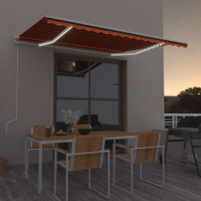 vidaXL narancssárga-barna szélérzékelős és LED-es napellenző 450x350cm kerti bútor
