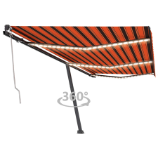 vidaXL narancssárga-barna szélérzékelős és LED-es napellenző 600x350cm kerti bútor
