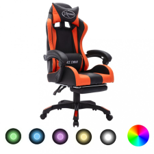 vidaXL narancssárga és fekete műbőr versenyszék RGB LED-világítással forgószék