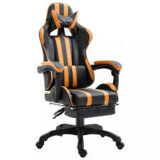 vidaXL Narancssárga műbőr gamer szék lábtartóval forgószék