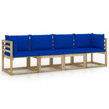 vidaXL Négyszemélyes kerti kanapé kék párnákkal kerti bútor