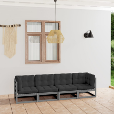 vidaXL Négyszemélyes tömör fenyőfa kerti kanapé párnákkal kerti bútor