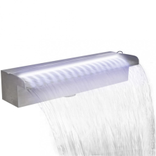 vidaXL Négyszögletes rozsdamentes acél medence szökőkút LED fényekkel 45 cm medence kiegészítő