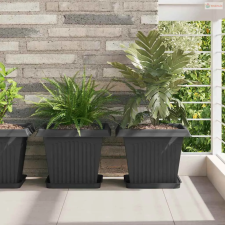 vidaXL Négyzet Virágcserép 6 pcs Fekete 33 x 33 x 26 cm Műanyag kerti tárolás